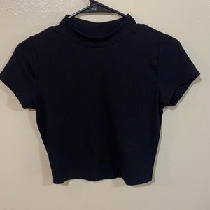 3/$30 Ribbed Crop Top Mock Neck Black